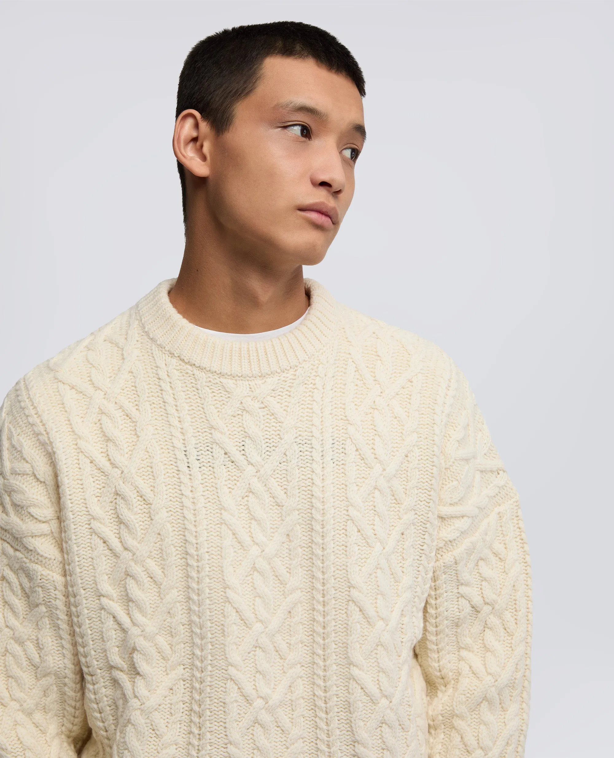 MAGLIA IN LANA A TRECCE - NATURALE sold by Aspesi product image thumbnail 4