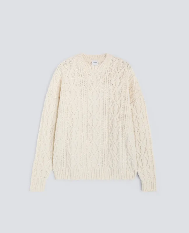 MAGLIA IN LANA A TRECCE - NATURALE sold by Aspesi