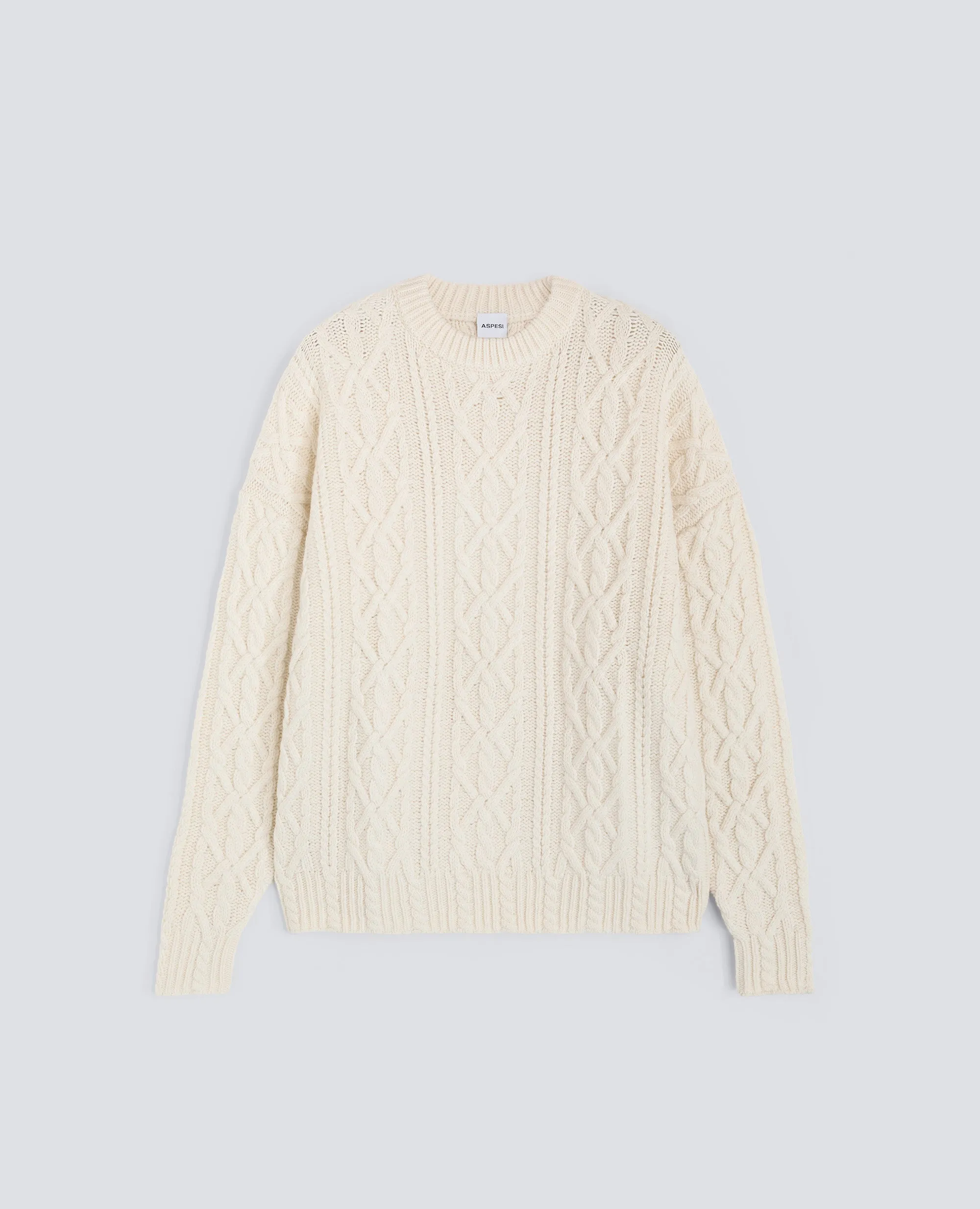 MAGLIA IN LANA A TRECCE - NATURALE sold by Aspesi