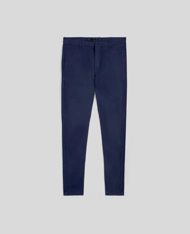 PANTALONI CHINO IN POPELINE DI COTONE - BLU sold by Aspesi