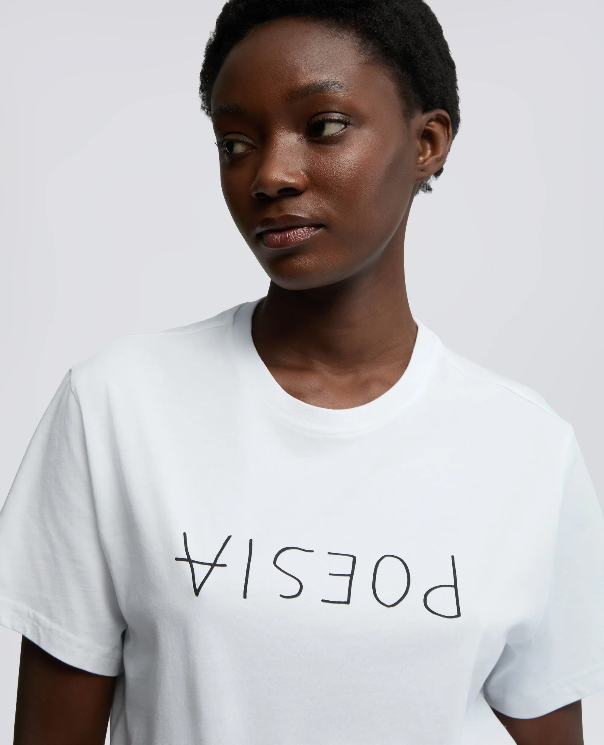 T-SHIRT IN JERSEY DI COTONE CON STAMPA - POESIA - BIANCO sold by Aspesi product image thumbnail 4