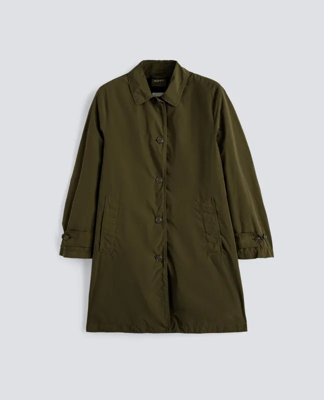 IMPERMEABILE IN POLIESTERE E NYLON COMPATTO - MILITARE made by Aspesi