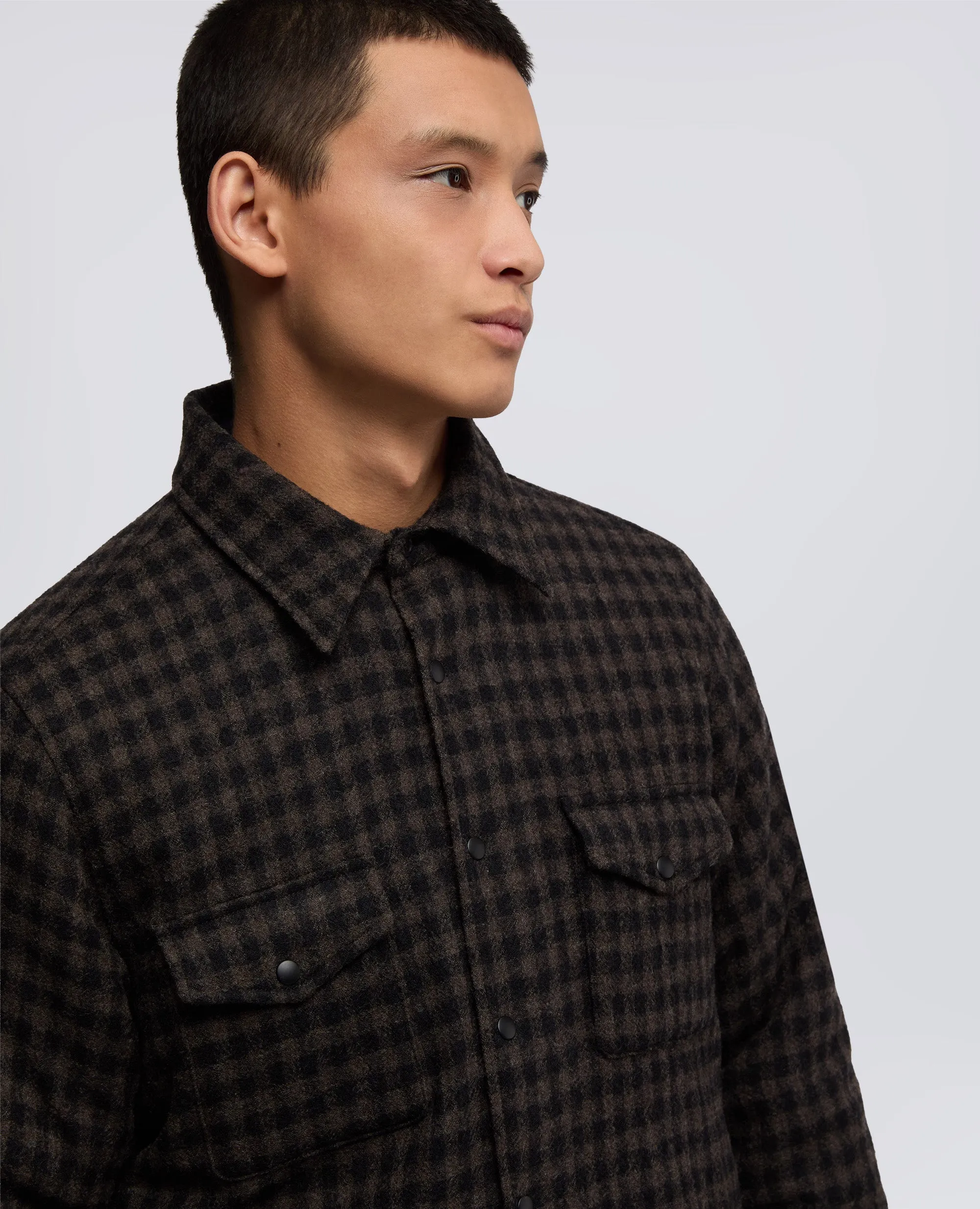 CAMICIA DOPPIA IN LANA CHECK - CHECK MARRONE sold by Aspesi product image thumbnail 4