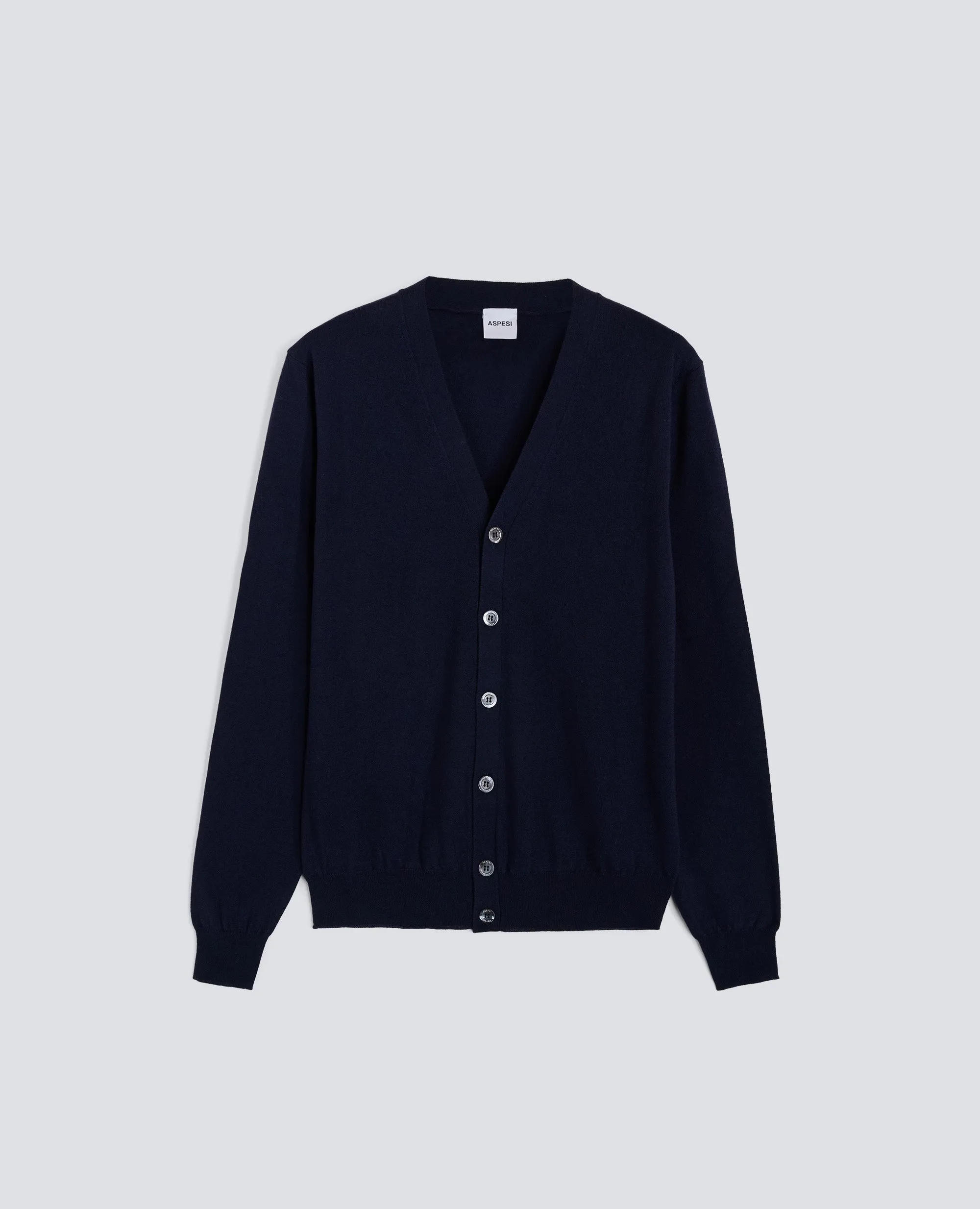 CARDIGAN IN LANA E CASHMERE - NAVY sold by Aspesi