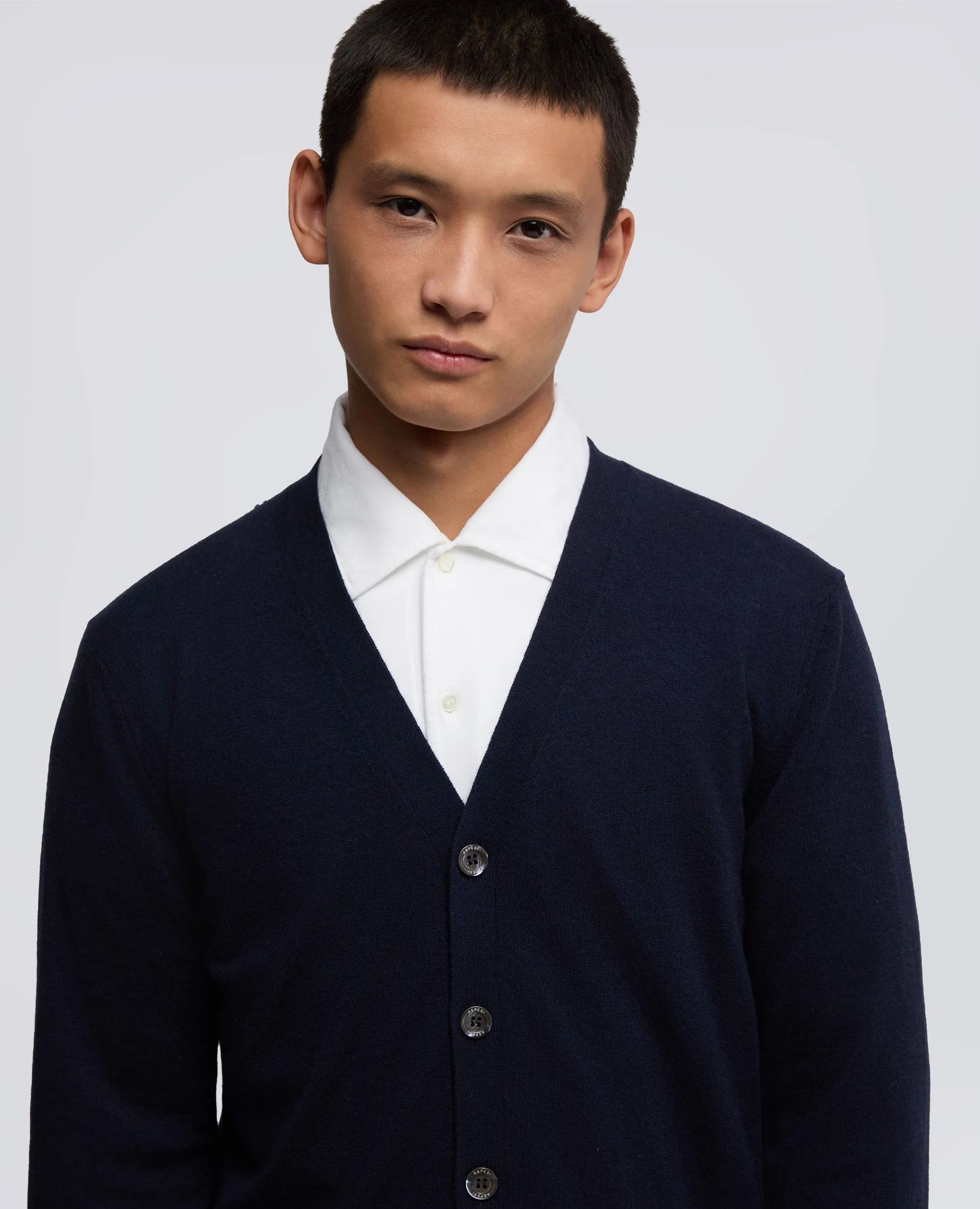 CARDIGAN IN LANA E CASHMERE - NAVY sold by Aspesi product image thumbnail 4