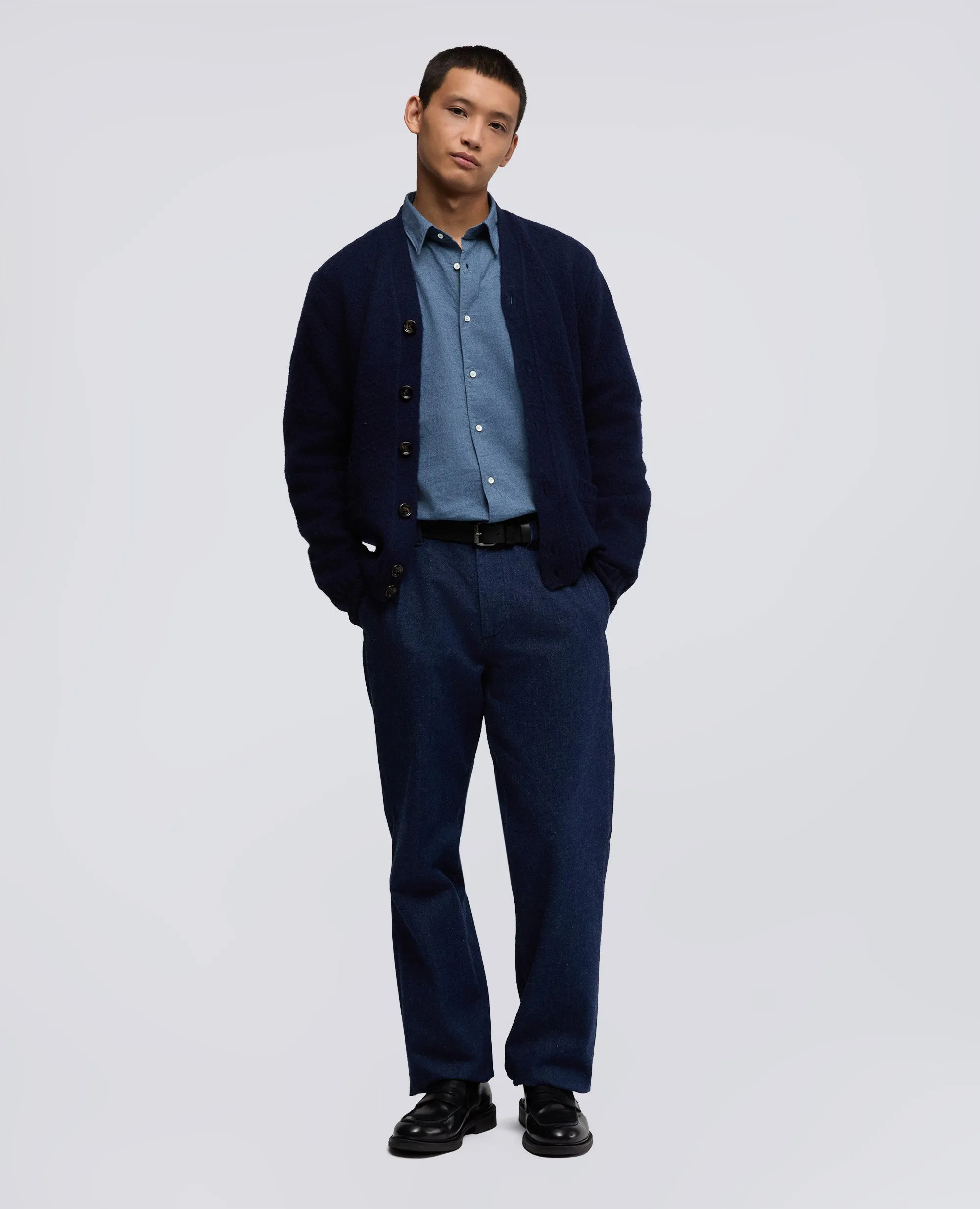 CARDIGAN IN LANA SHETLAND - NAVY sold by Aspesi product image thumbnail 2