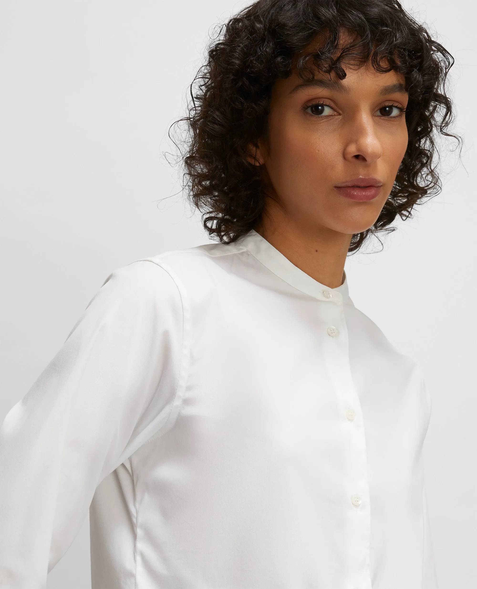 CAMICIA IN POPELINE DI COTONE CON COLLO ALLA COREANA - BIANCO sold by Aspesi product image thumbnail 4