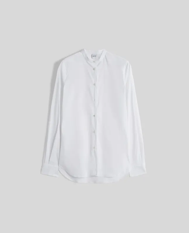 CAMICIA IN POPELINE DI COTONE CON COLLO ALLA COREANA - BIANCO sold by Aspesi