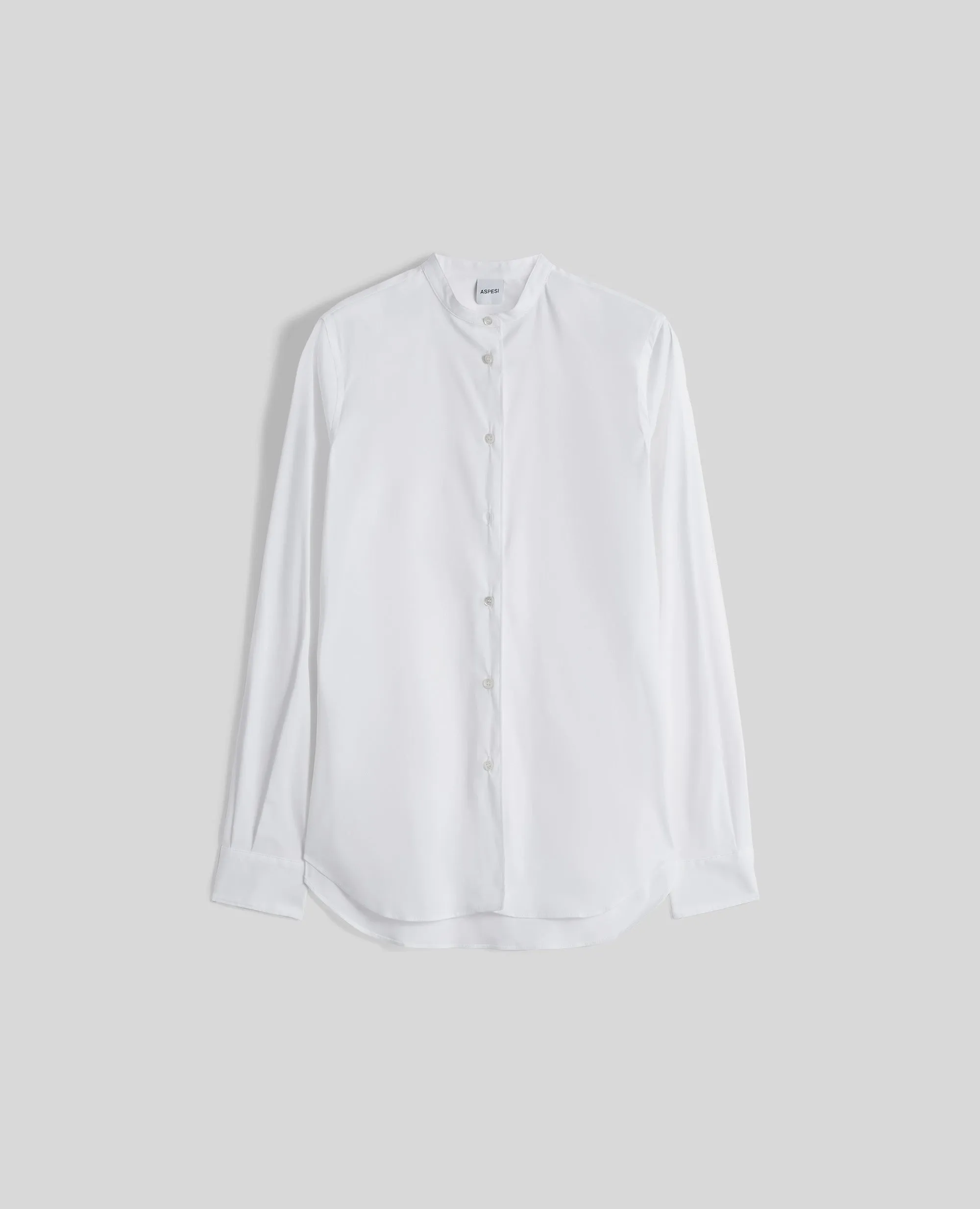 CAMICIA IN POPELINE DI COTONE CON COLLO ALLA COREANA - BIANCO sold by Aspesi