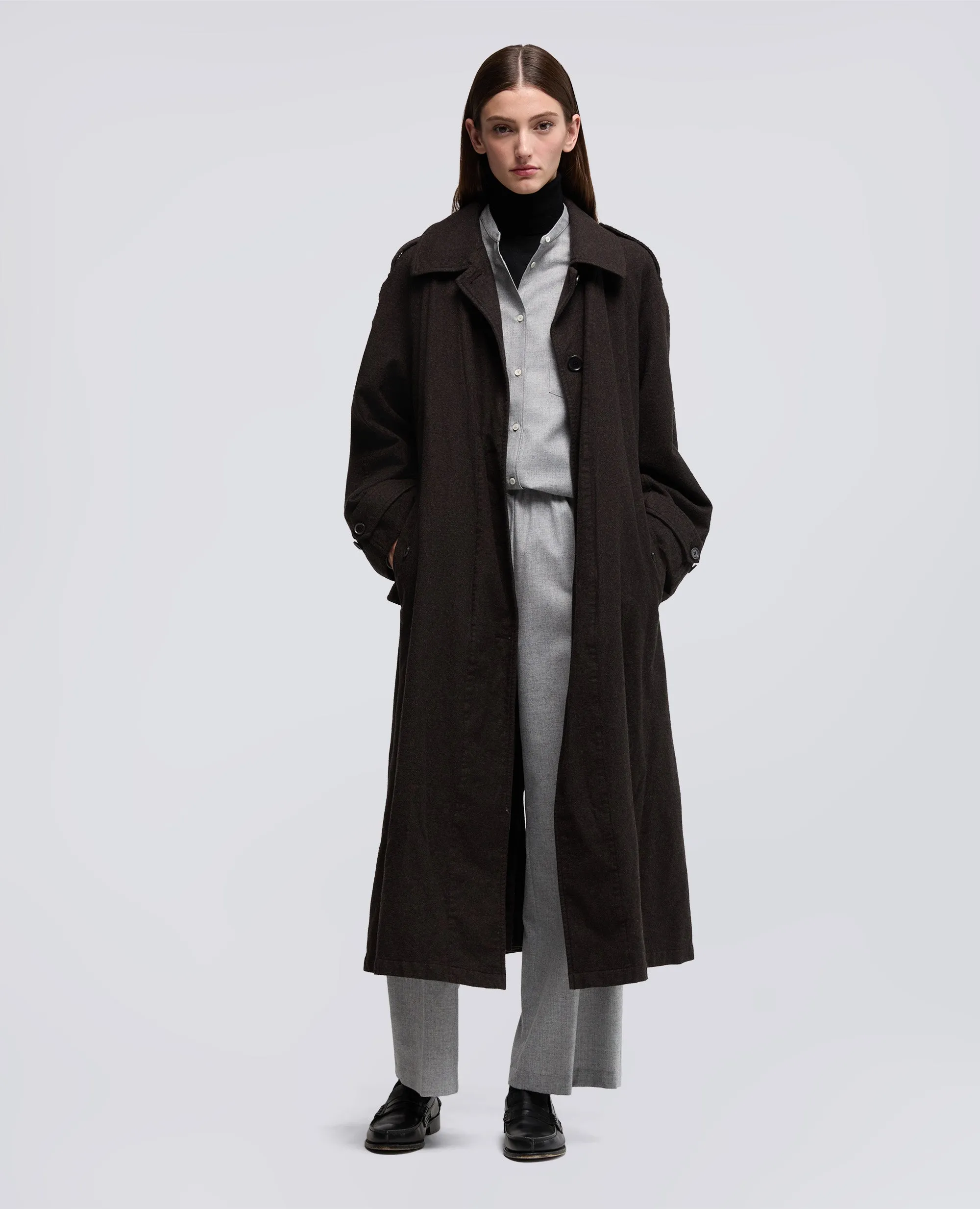 TRENCH IN FLANELLA DI LANA CASHMERE - MARRONE sold by Aspesi product image thumbnail 2