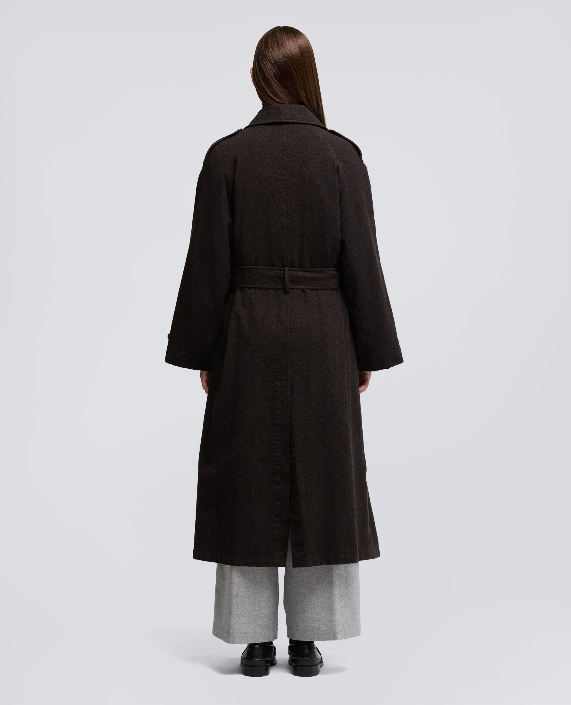 TRENCH IN FLANELLA DI LANA CASHMERE - MARRONE sold by Aspesi product image thumbnail 3
