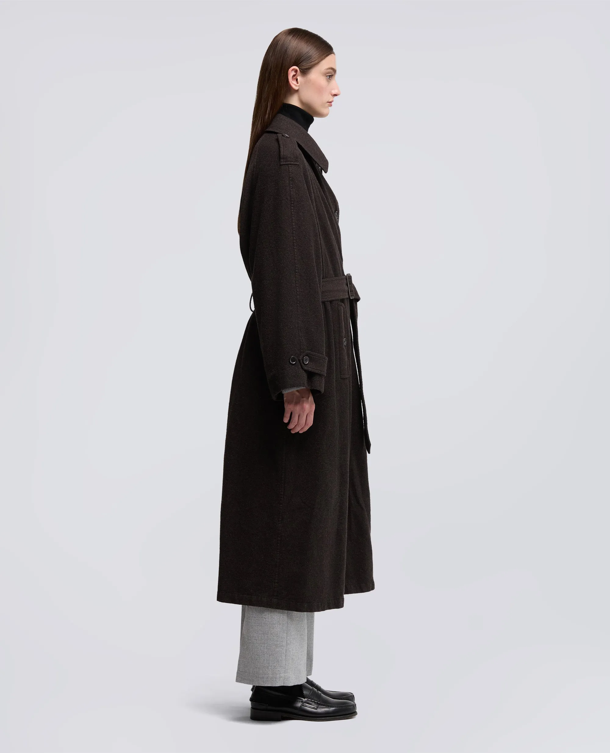 TRENCH IN FLANELLA DI LANA CASHMERE - MARRONE sold by Aspesi product image thumbnail 4