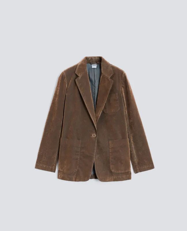 GIACCA MONOPETTO IN DENIM FLOCCATO DELAVE - TORTORA sold by Aspesi