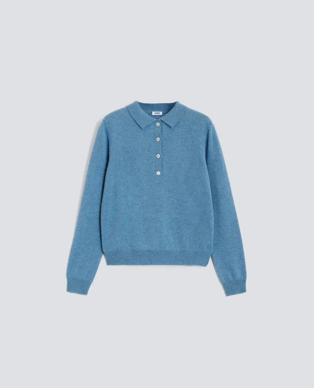 POLO A MANICHE LUNGHE - AZZURRO sold by Aspesi