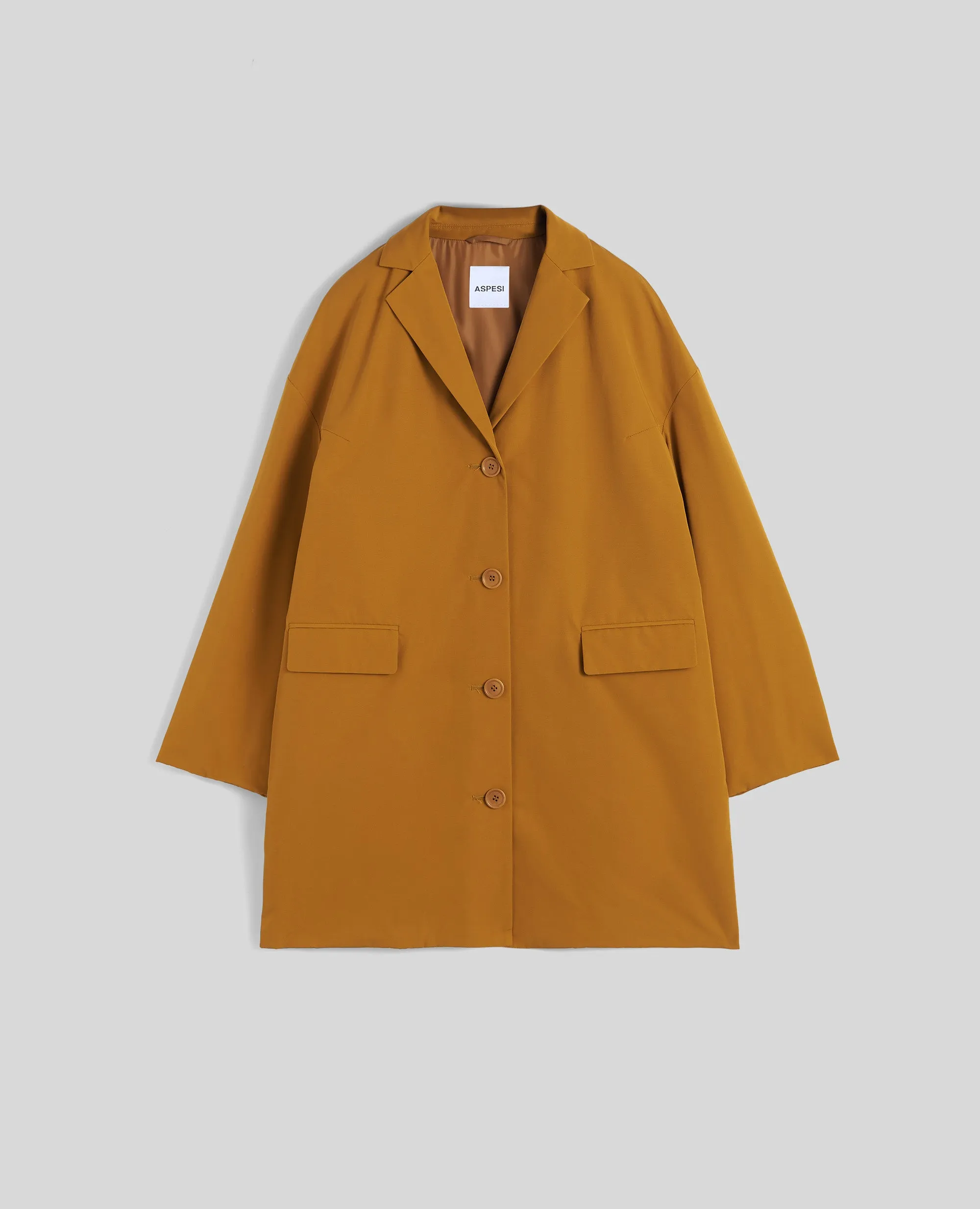 CAPPOTTO CEDRATA IN TELA DI MISTO COTONE - SENAPE sold by Aspesi