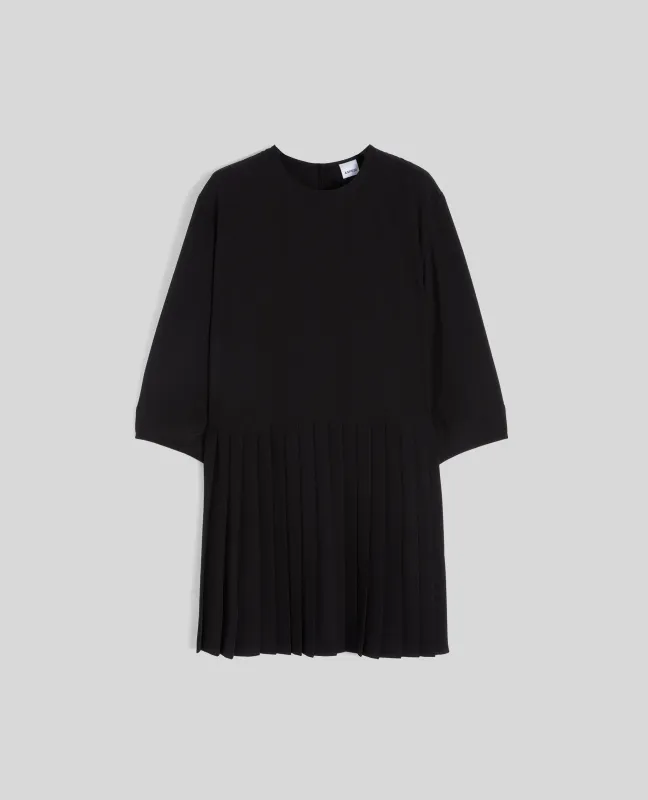 ABITO IN RASO CON GONNA PLISSE - NERO sold by Aspesi