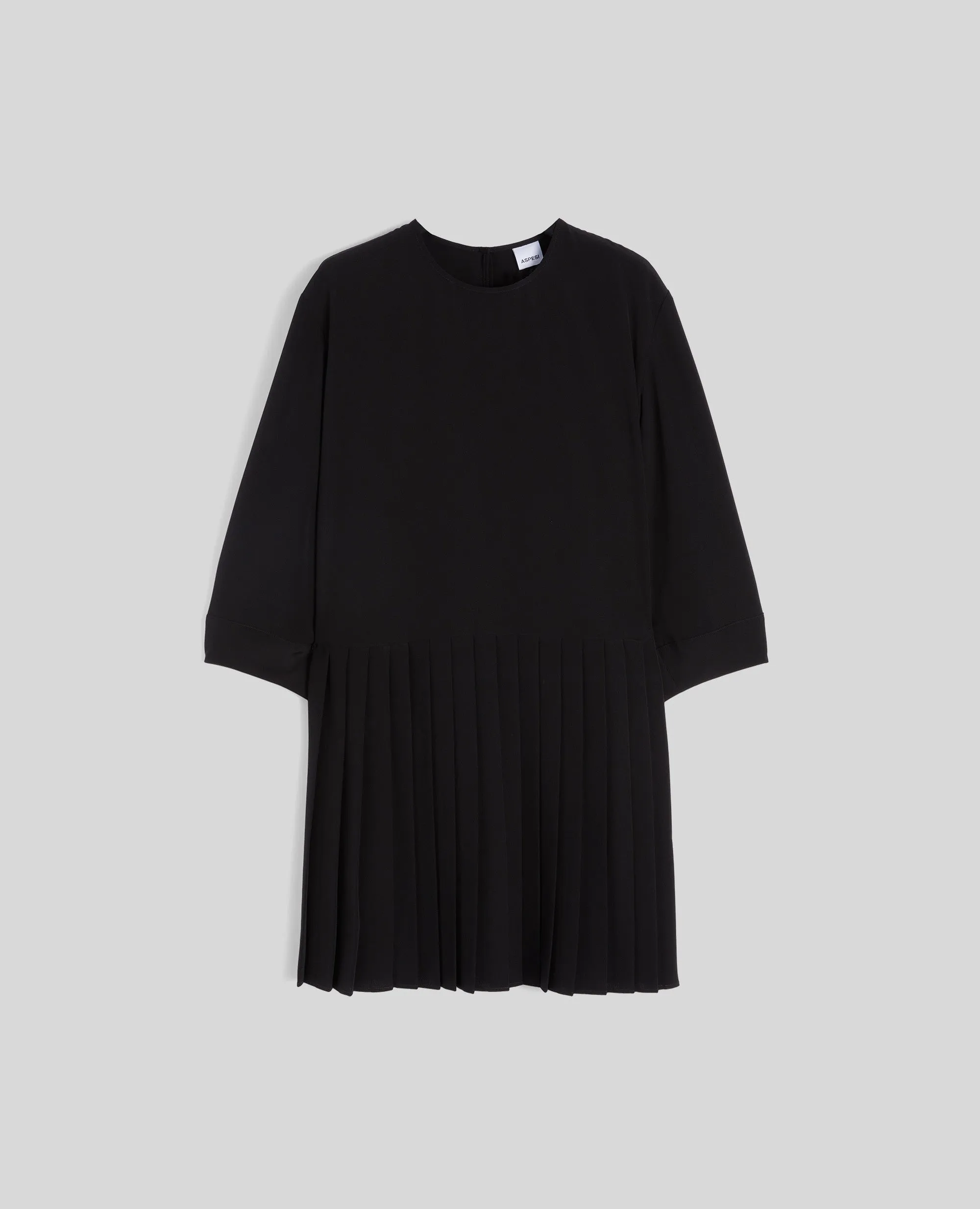 ABITO IN RASO CON GONNA PLISSE - NERO sold by Aspesi