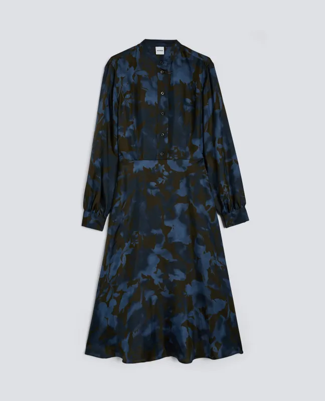 ABITO MIDI IN MISTO SETA STAMPATO - FIORE MILITARE made by Aspesi