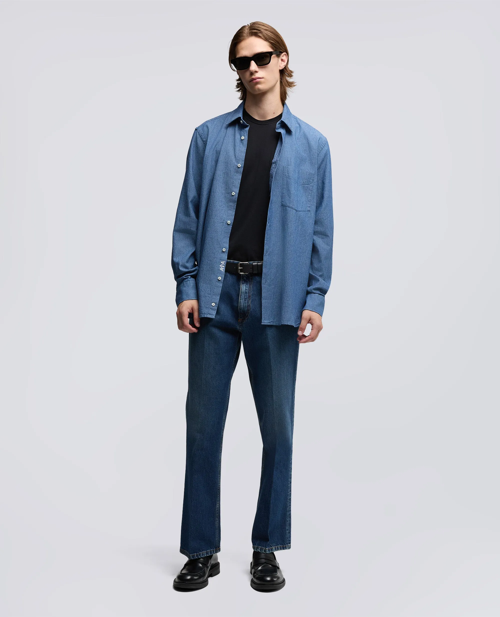 CAMICIA IN CHAMBRAY DI COTONE GIAPPONESE - DENIM MEDIO sold by Aspesi product image thumbnail 2