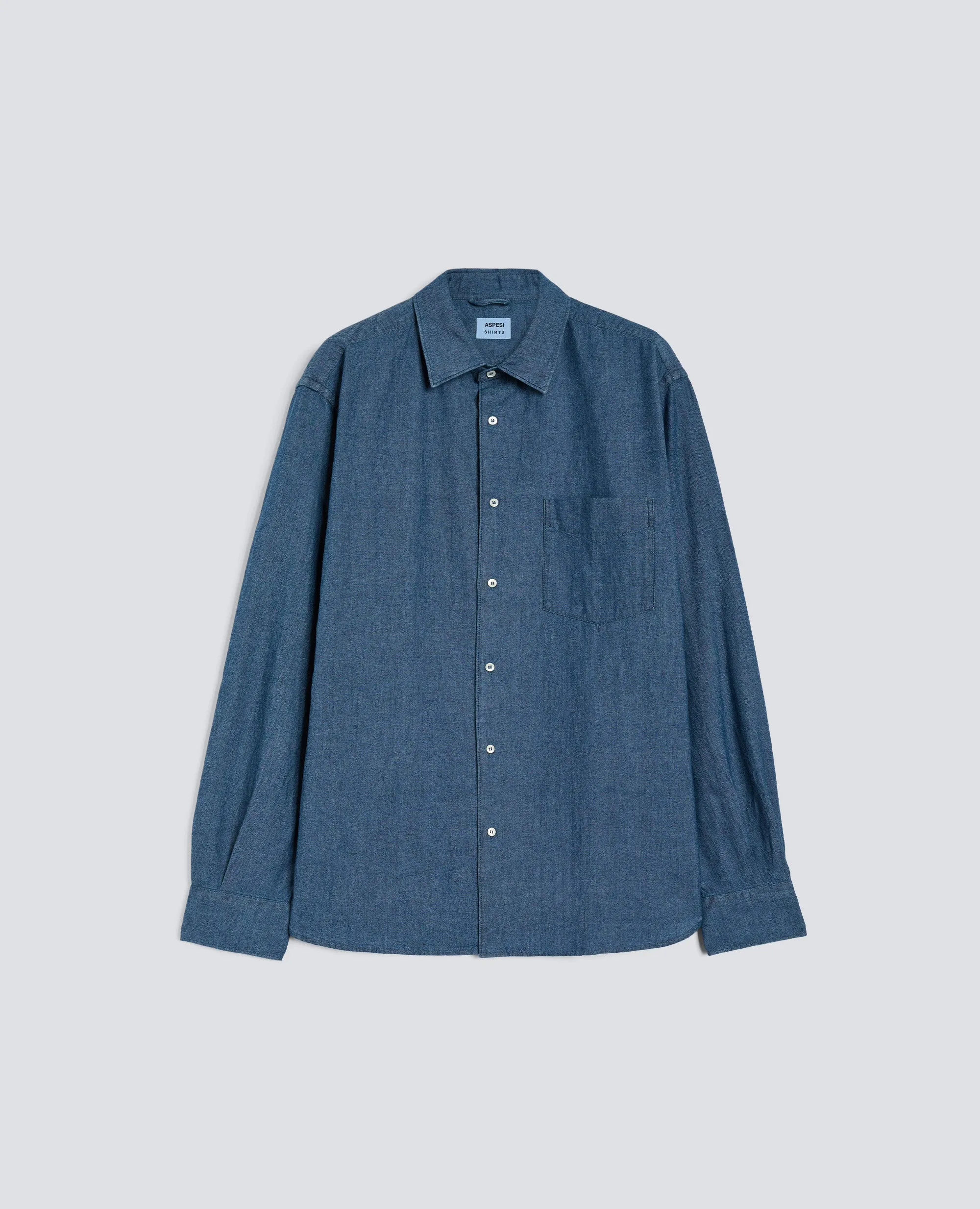 CAMICIA IN CHAMBRAY DI COTONE GIAPPONESE - DENIM MEDIO sold by Aspesi