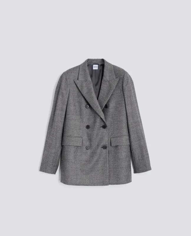 BLAZER DOPPIOPETTO IN FLANELLA - PIED DE POUL sold by Aspesi