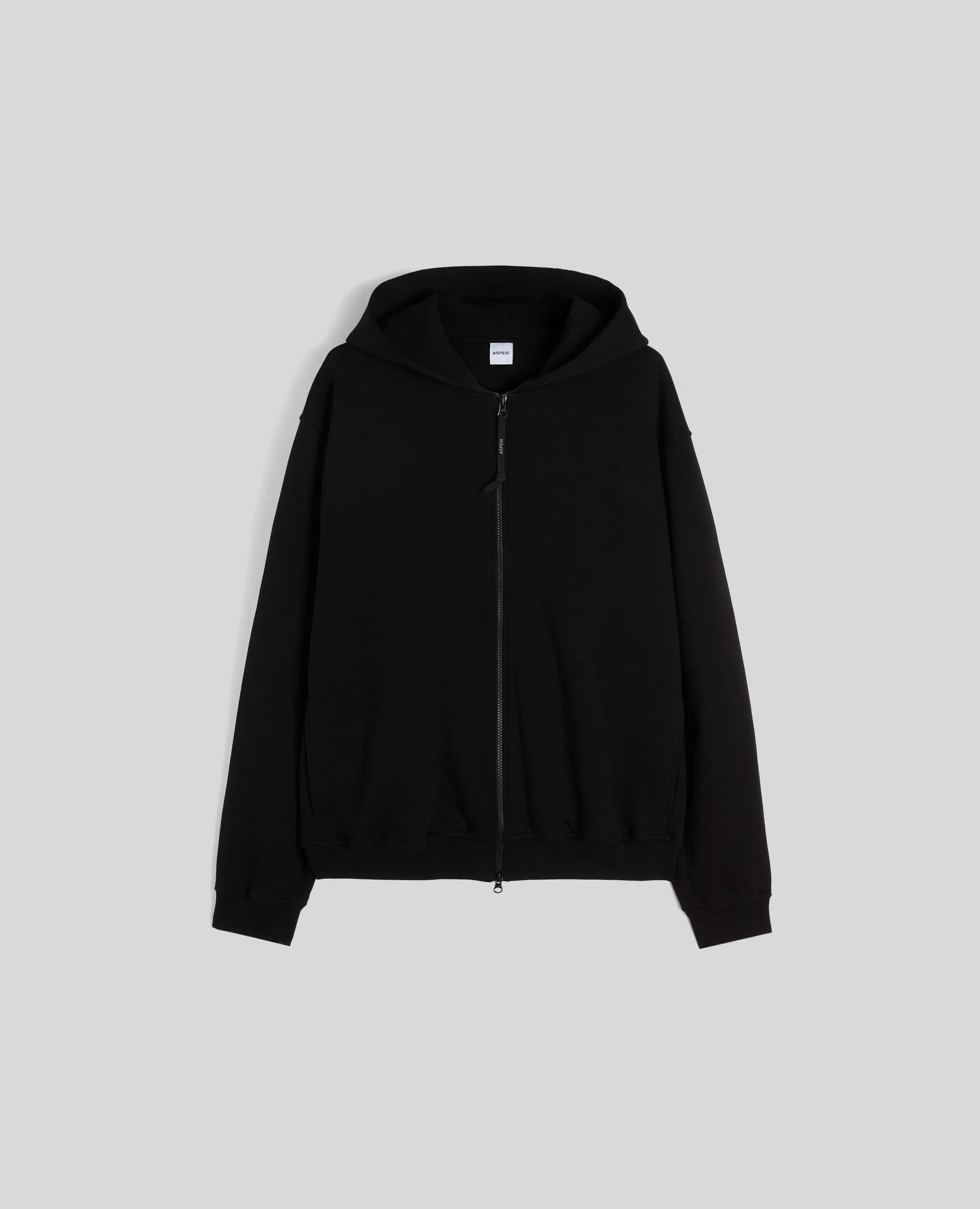 FELPA IN COTONE CON CAPPUCCIO - NERO sold by Aspesi