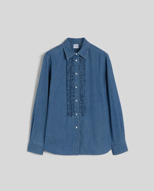 CAMICIA IN CHAMBRAY DI COTONE - DENIM sold by Aspesi