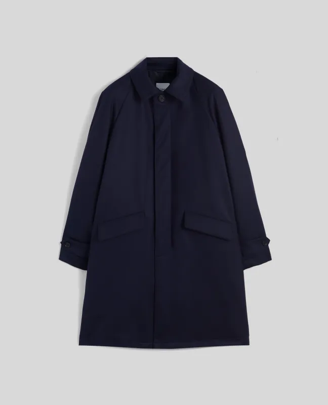 IMPERMEABILE WRIGHT IN TWILL DI LANA - NAVY made by Aspesi