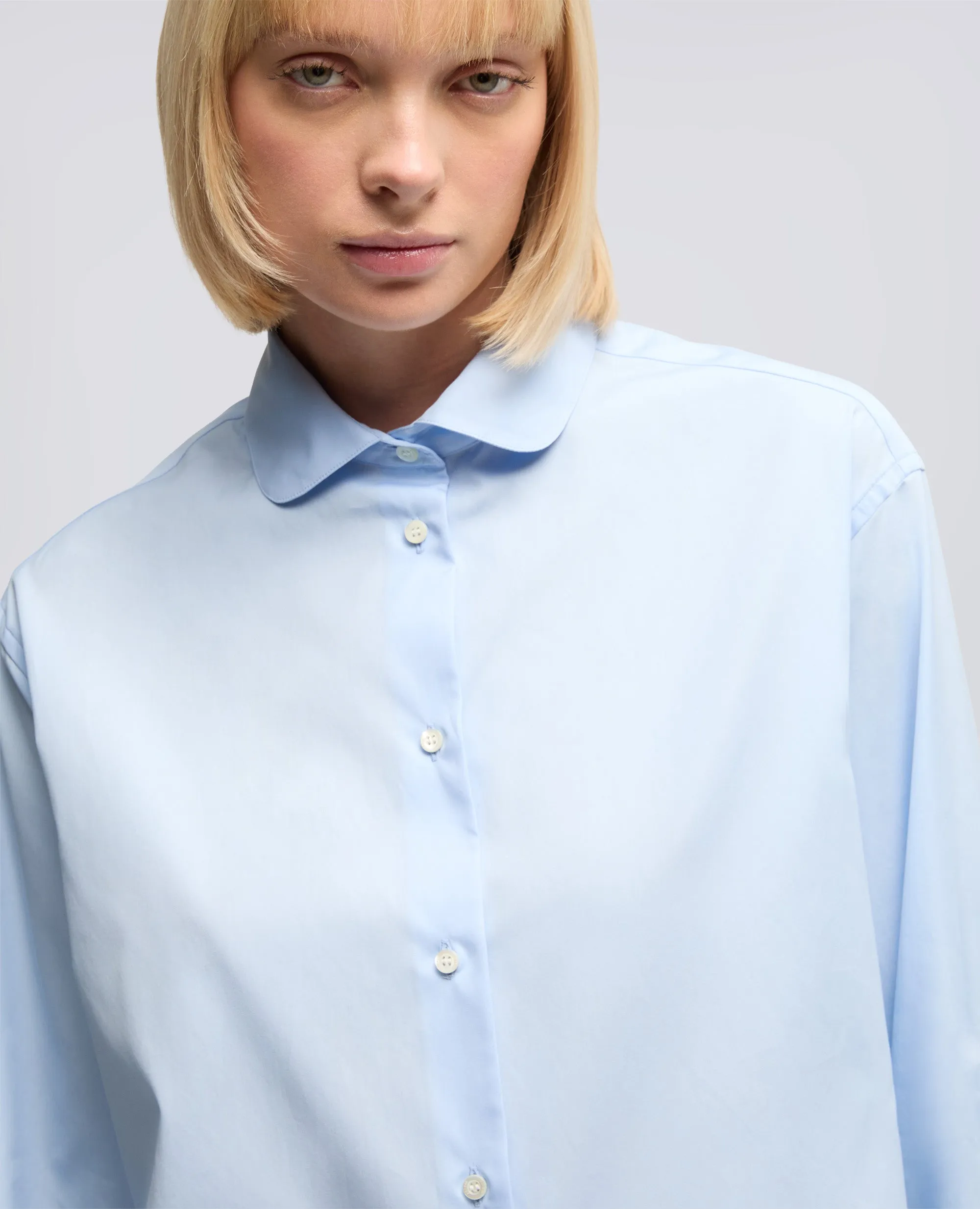 CAMICIA BOXY IN POPELINE DI COTONE - AZZURRO sold by Aspesi product image thumbnail 4