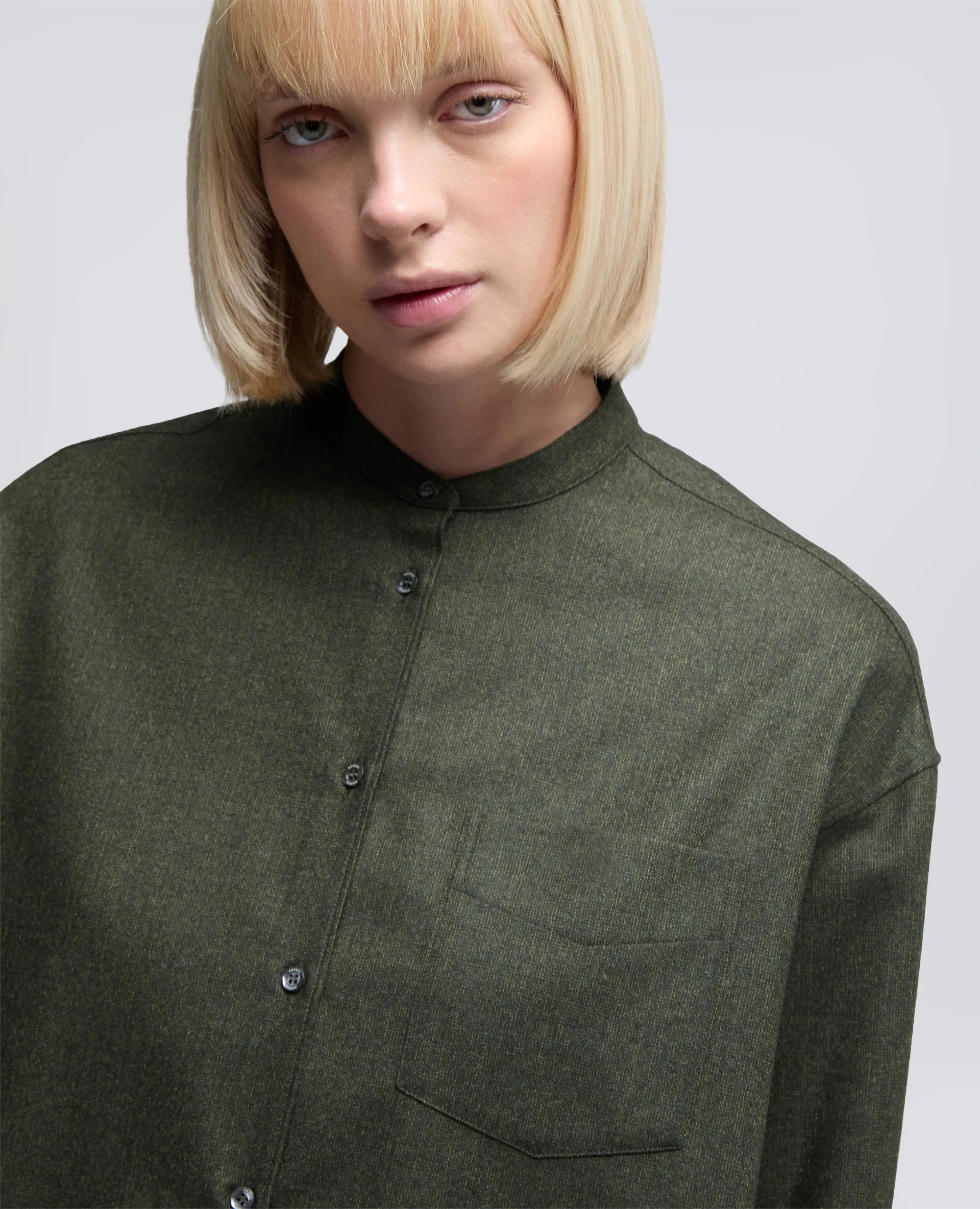 CAMICIA IN FLANELLA DI MISTO LANA - MILITARE sold by Aspesi product image thumbnail 4