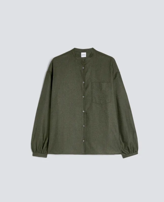 CAMICIA IN FLANELLA DI MISTO LANA - MILITARE made by Aspesi