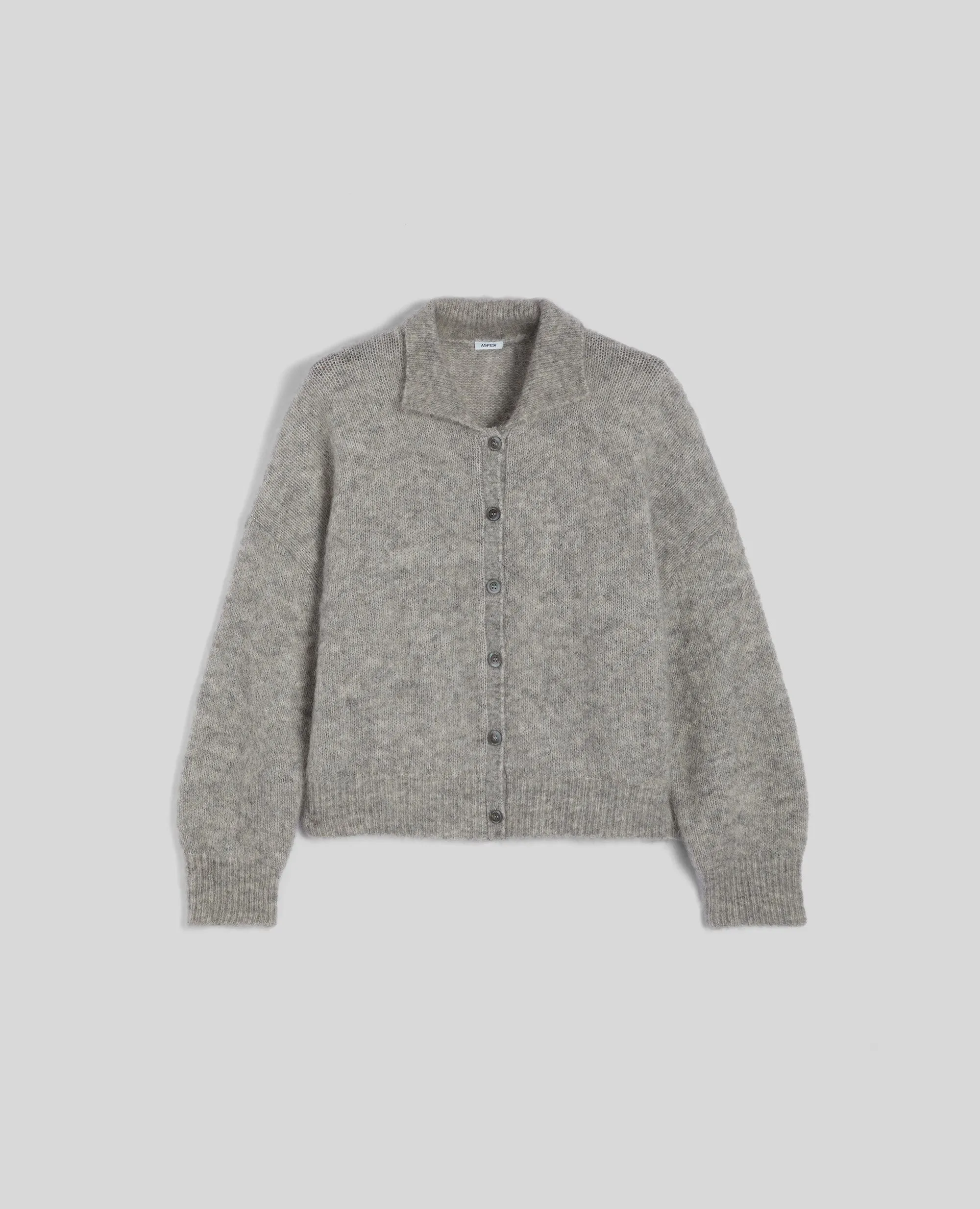 CARDIGAN IN MISTO LANA MOHAIR - GRIGIO sold by Aspesi