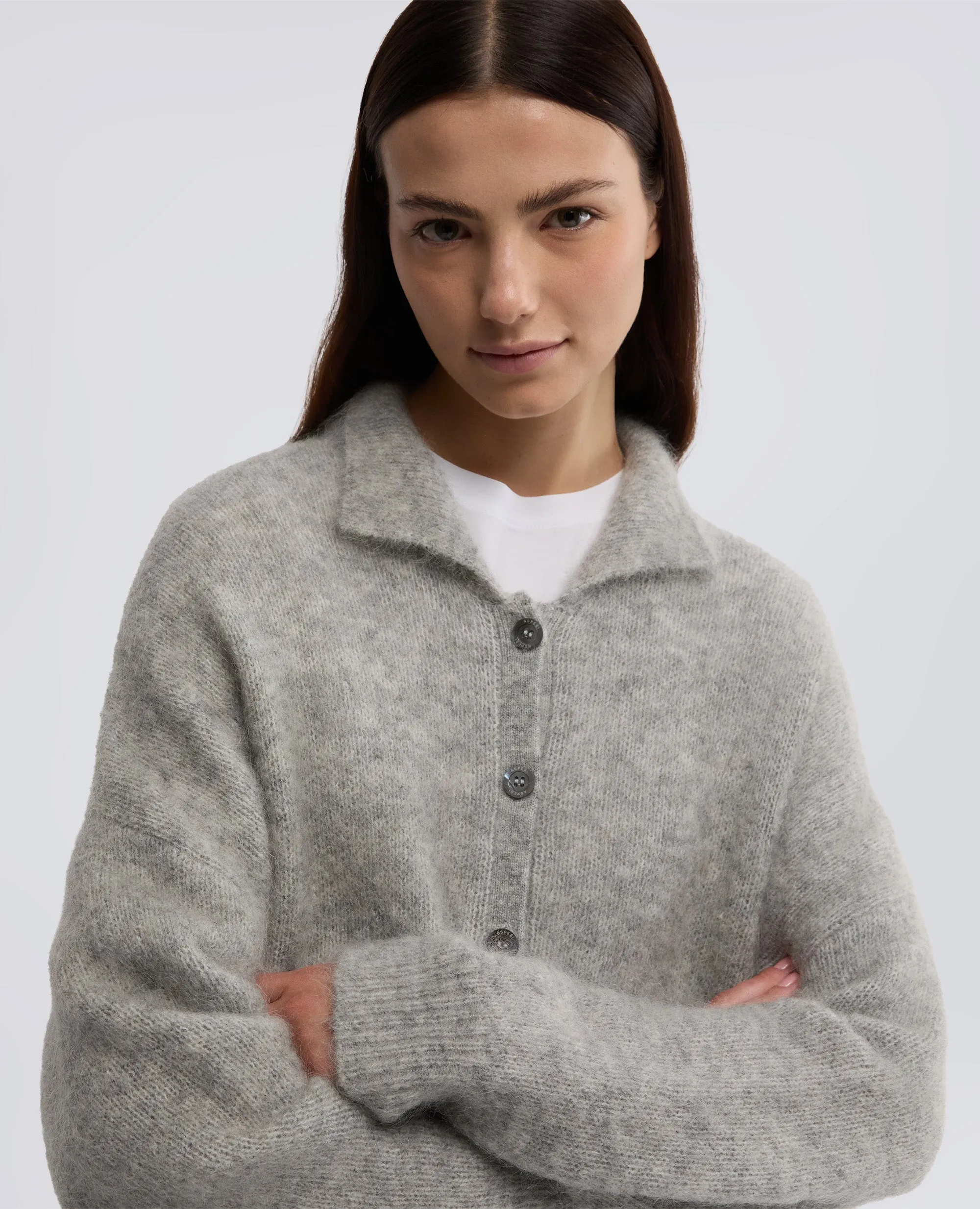 CARDIGAN IN MISTO LANA MOHAIR - GRIGIO sold by Aspesi product image thumbnail 4