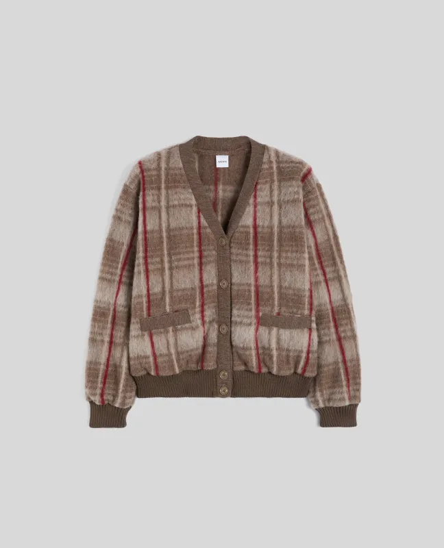 CARDIGAN IN LANA PIRENAICA - CHECK BEIGE made by Aspesi