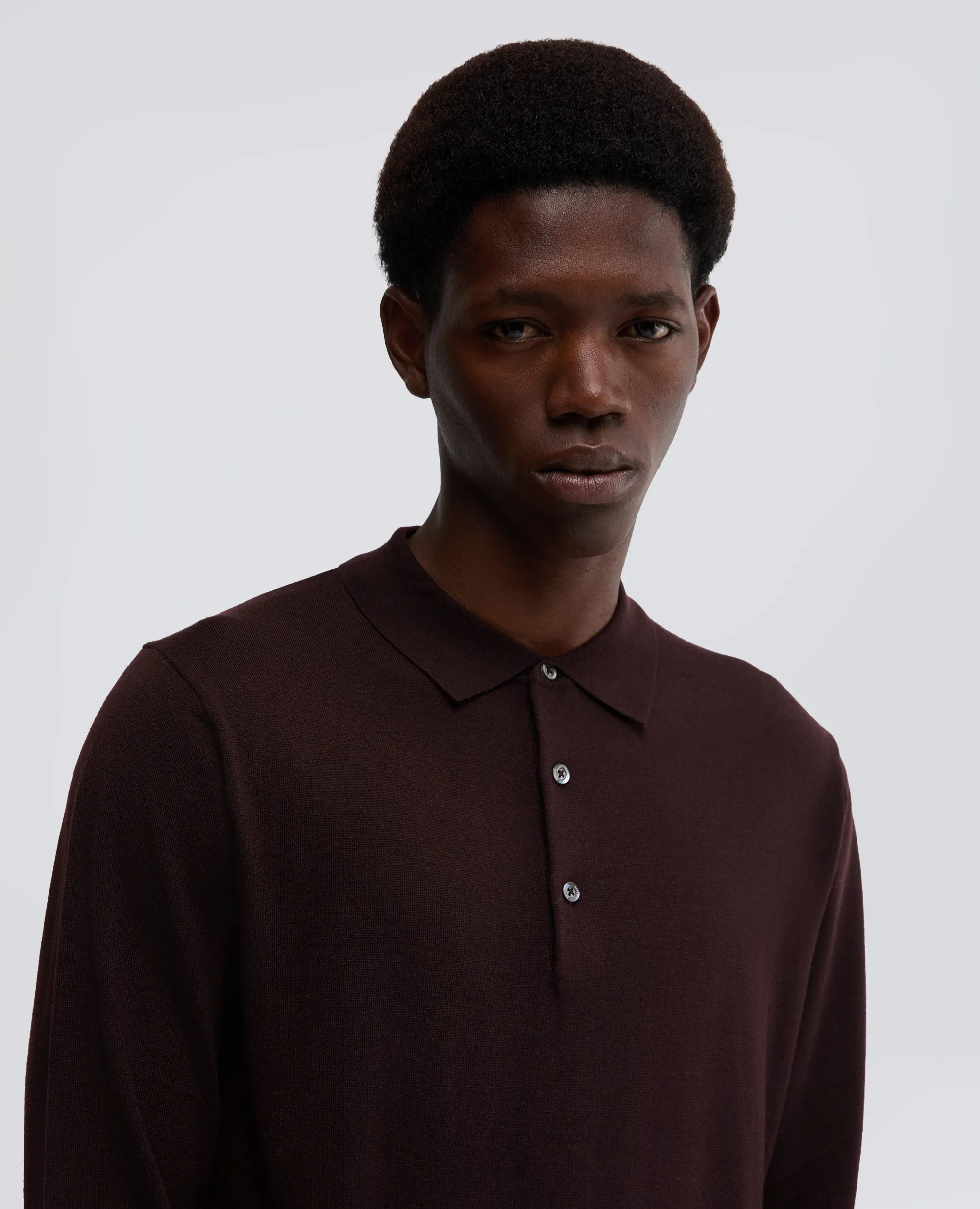 POLO A MANICHE LUNGHE IN LANA MERINO - MARRONE sold by Aspesi product image thumbnail 4