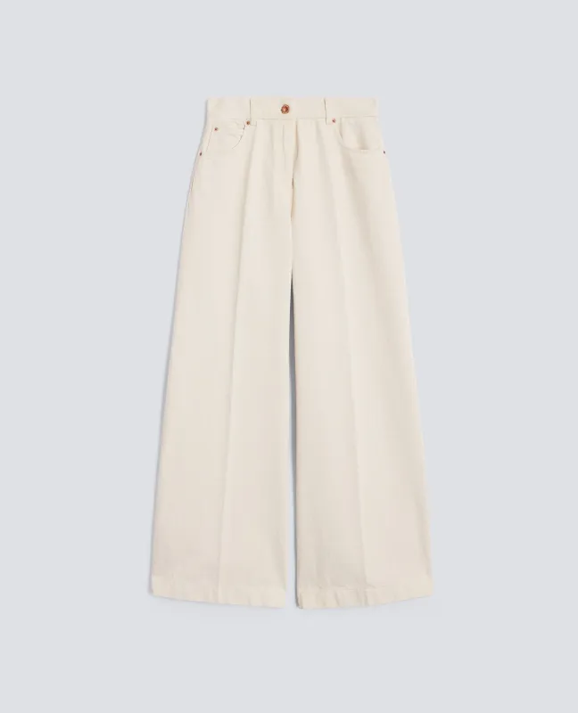 PANTALONE A VITA ALTA IN DENIM - BURRO sold by Aspesi