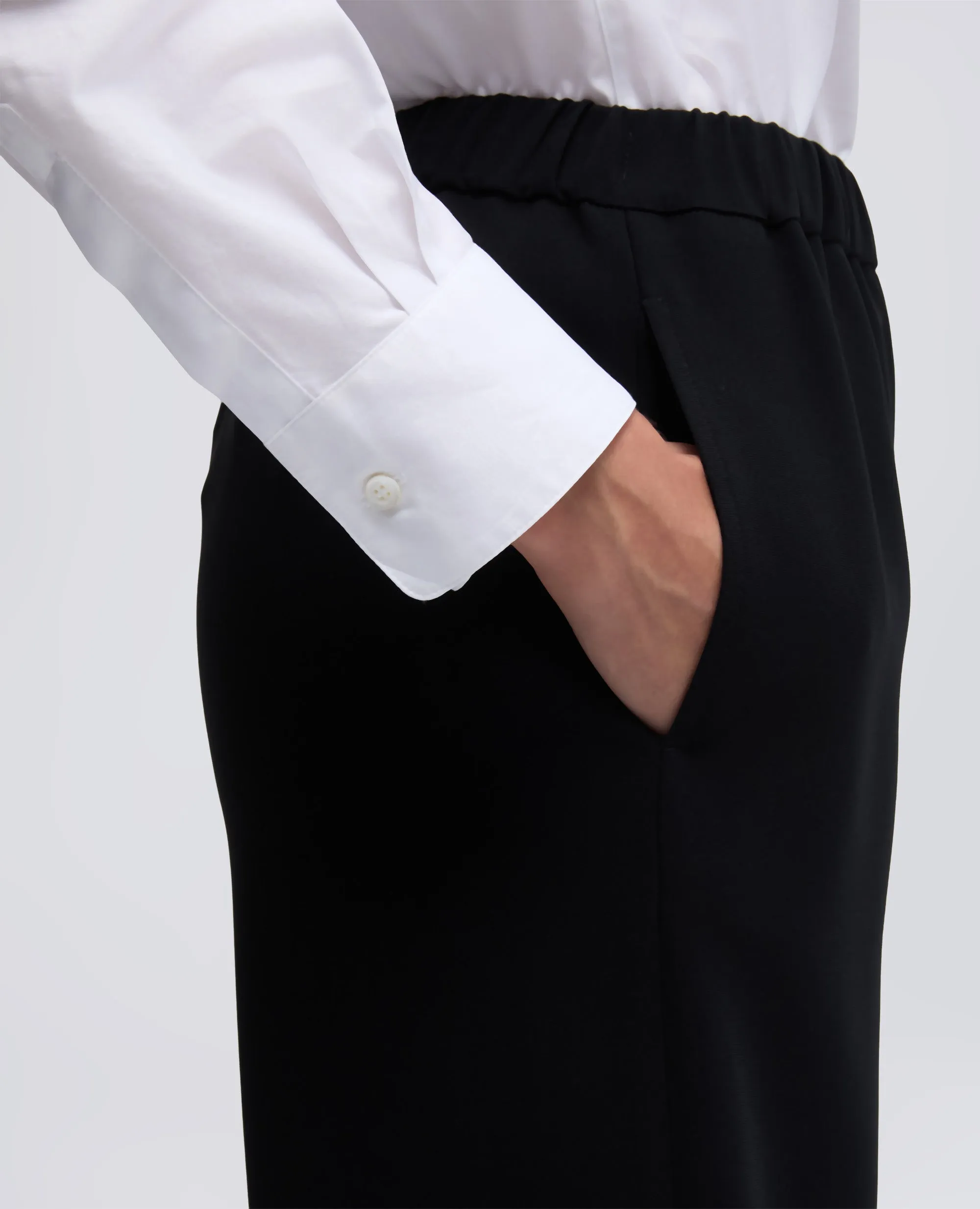PANTALONE IN CADY CREPE CON ELASTICO - NERO sold by Aspesi product image thumbnail 4