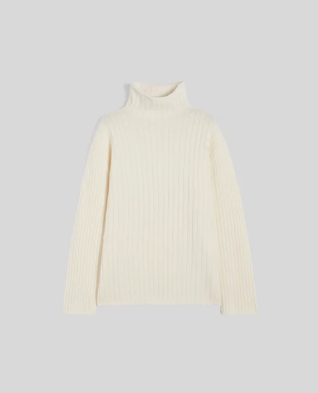 MAGLIA DOLCEVITA IN LANA SUPER GEELONG - BIANCO sold by Aspesi