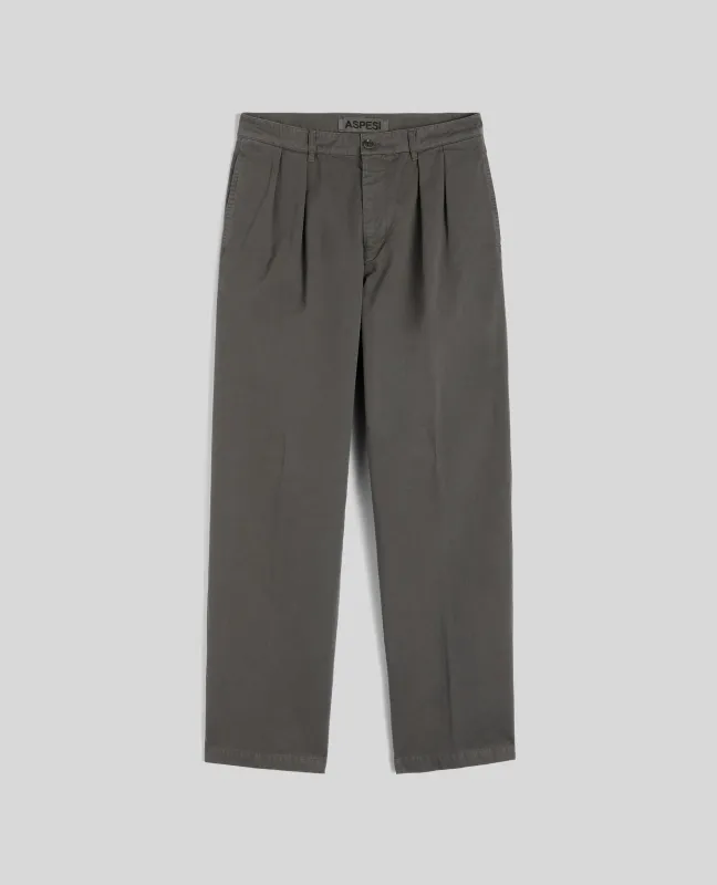 PANTALONE LEWIS IN GABARDINA DI COTONE CON PINCES - GRIGIO sold by Aspesi