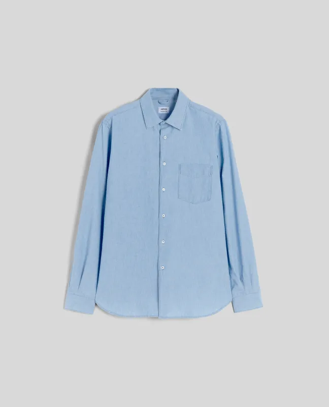 CAMICIA IN CHAMBRAY DI COTONE GIAPPONESE - DENIM CHIARO sold by Aspesi