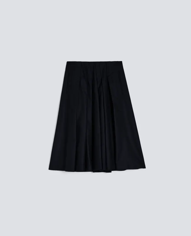 GONNA MIDI IN FLANELLA - NAVY sold by Aspesi