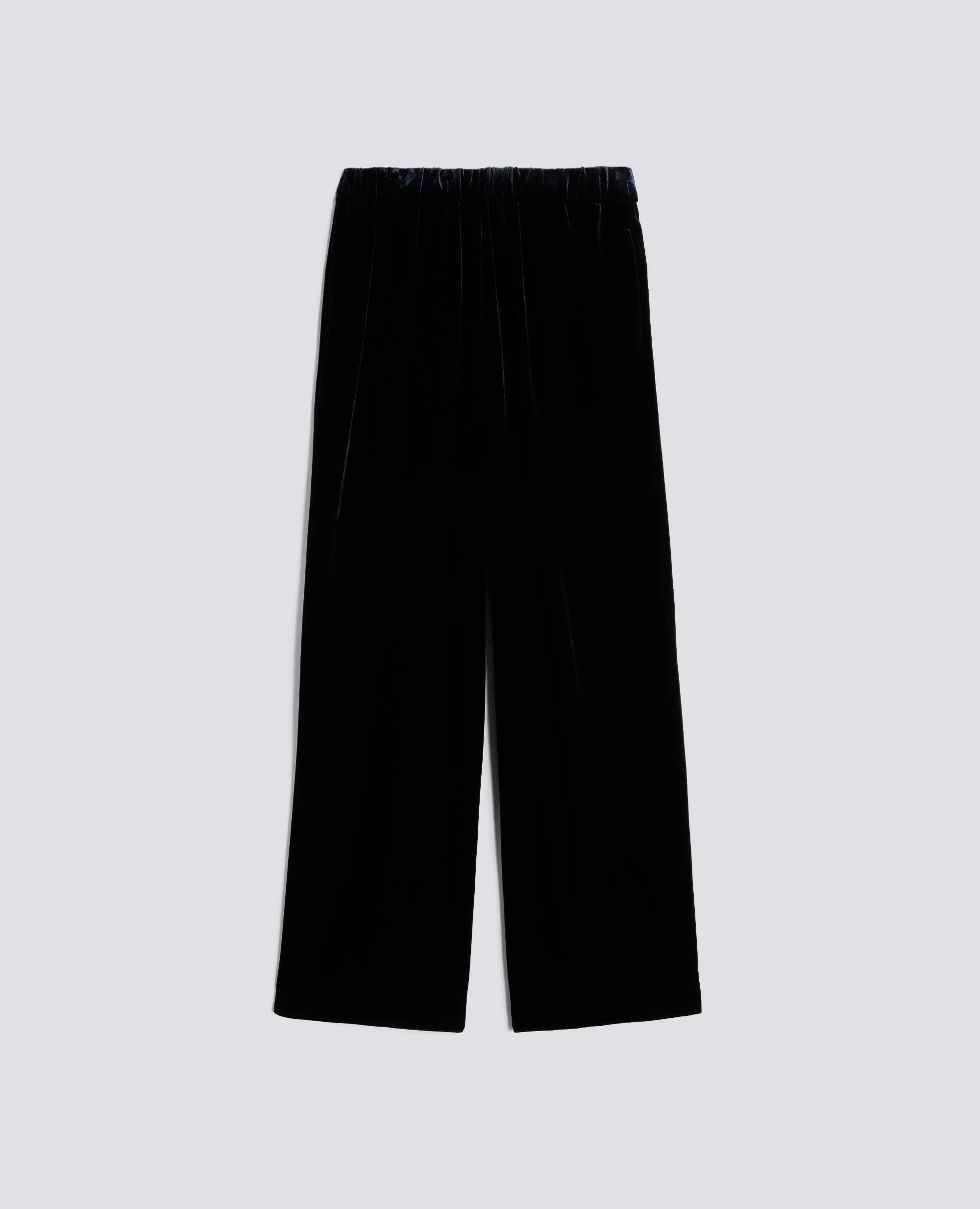 PANTALONE AMPIO IN VELLUTO LISCIO - NAVY sold by Aspesi