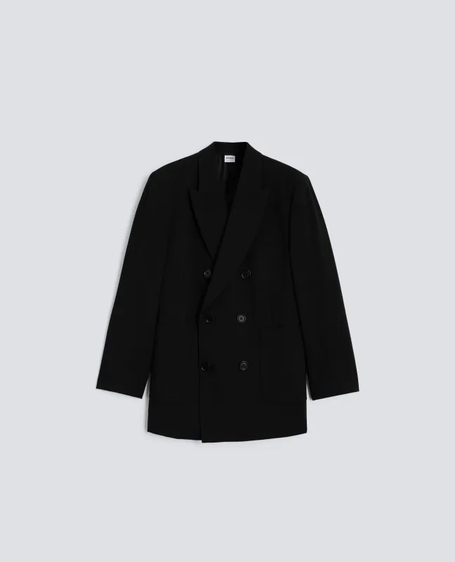 GIACCA DOPPIOPETTO IN FLANELLA - NERO made by Aspesi