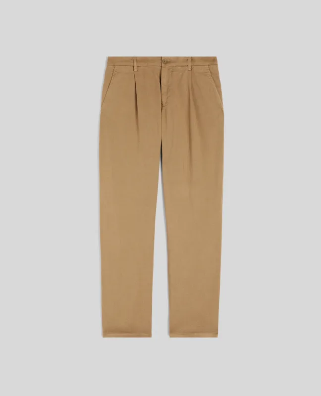 PANTALONE IN TWILL DI COTONE E LYOCELL - BEIGE sold by Aspesi