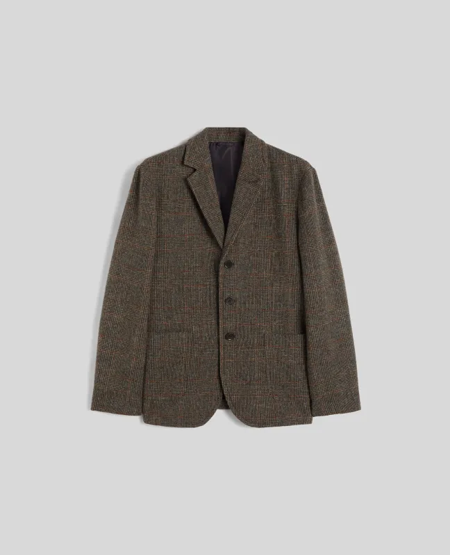 BLAZER ISAAC IN LANA SHETLAND - CHECK MARRONE sold by Aspesi