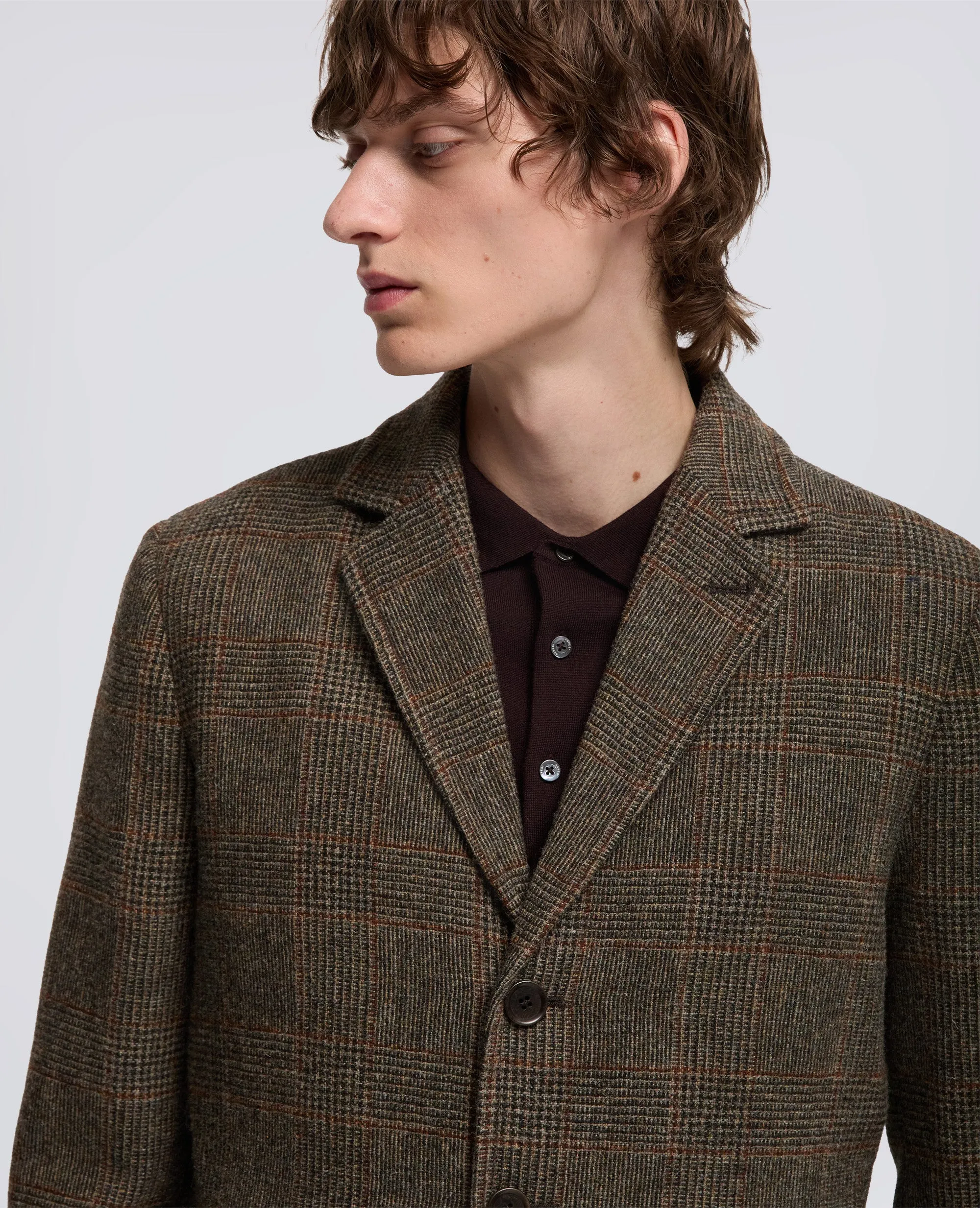 BLAZER ISAAC IN LANA SHETLAND - CHECK MARRONE sold by Aspesi product image thumbnail 4
