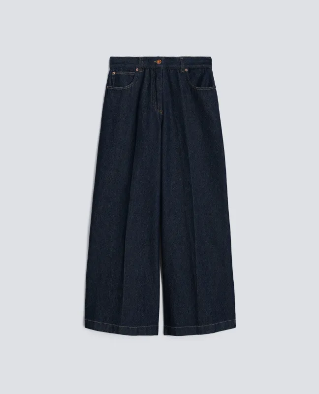 PANTALONE WIDE LEG IN DENIM - DENIM sold by Aspesi