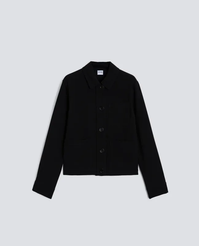 GIACCA BOXY IN CREPE CADY - NERO made by Aspesi