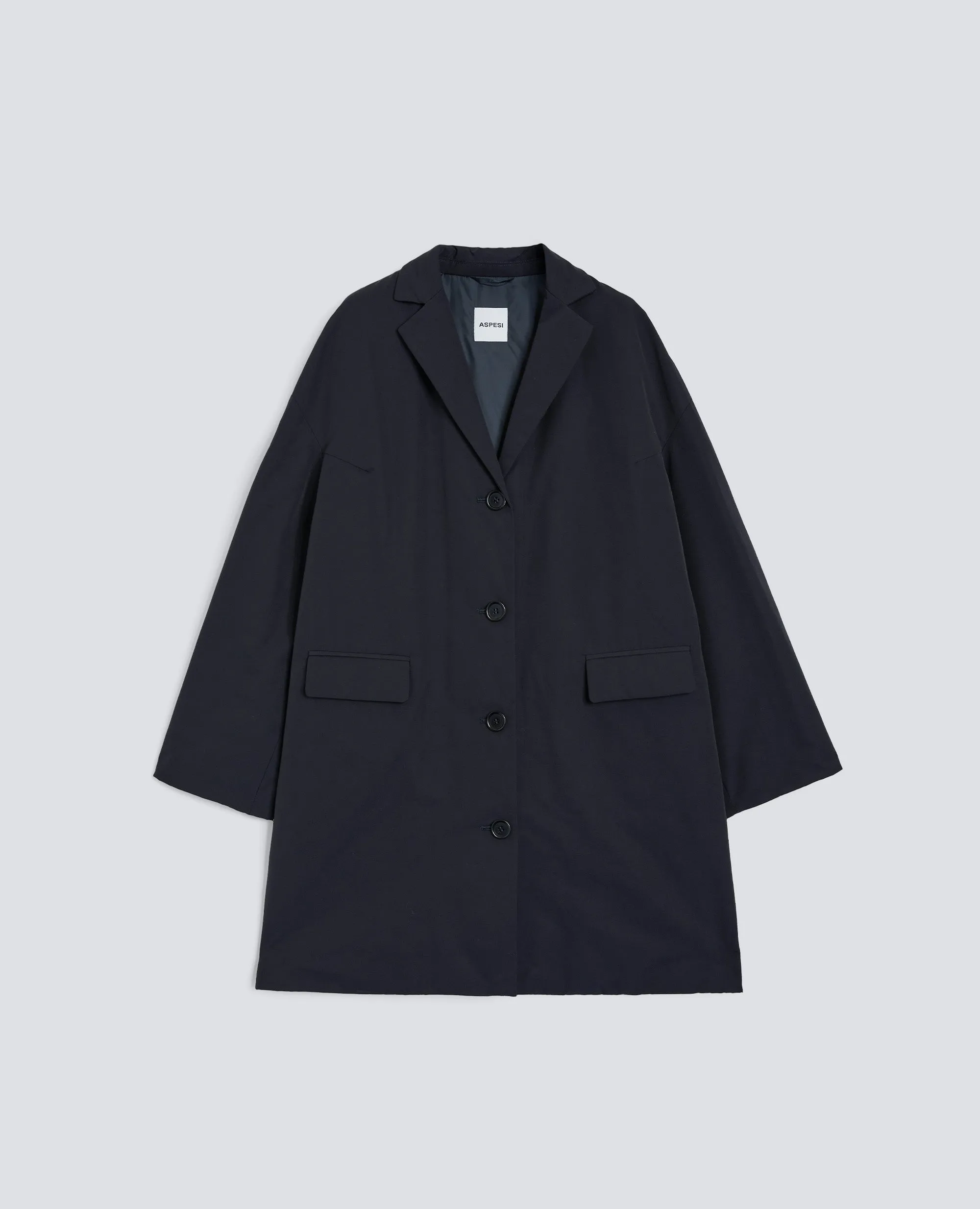 CAPPOTTO CEDRATA IN TELA DI MISTO COTONE - NAVY sold by Aspesi