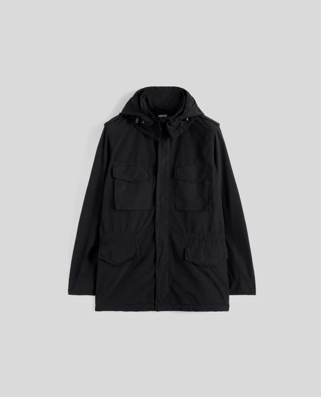 GIUBBOTTO 65 REPLICA IN POLIESTERE E NYLON COMPATTO - NERO sold by Aspesi